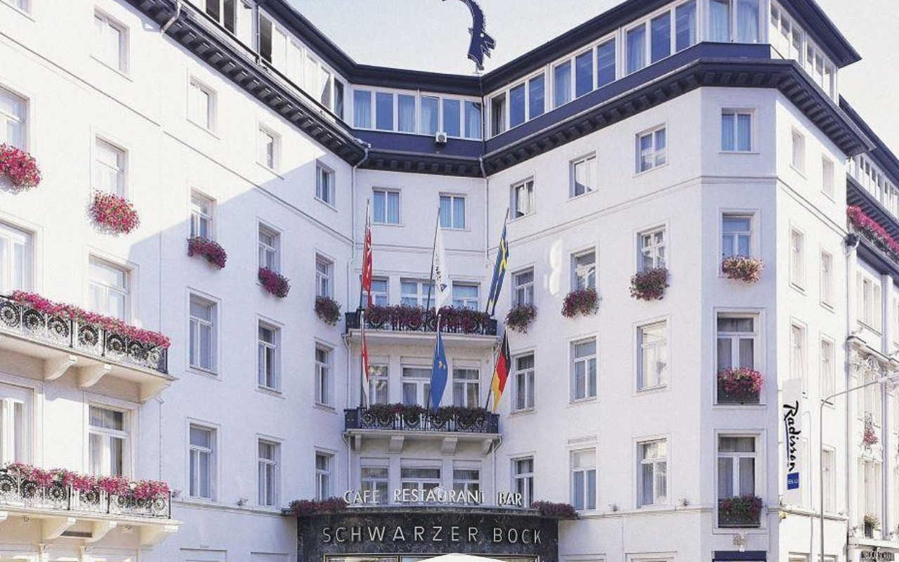 Exterior or recognizable public area of Radisson Blu Schwarzer Bock Hotel in Wiesbaden